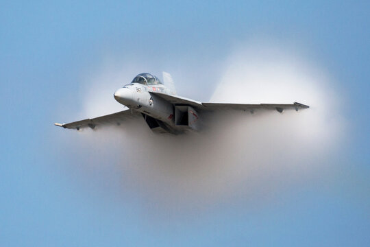 An F/A-18 Super Hornet performing at an airshow.