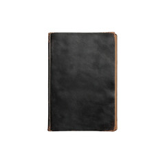Fototapeta premium Vintage Black Leather-Bound Book Cover Isolated on Green Transparent background