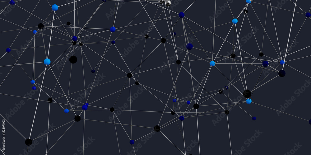 Aufkleber Stock photo of a complex network visualization.  Ideal for technology, connection, and data concepts.
