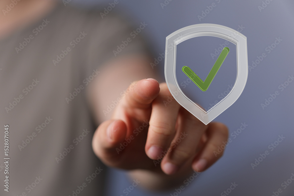 Poster ensuring online security and data protection with verified safety measures.