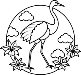 Brid line art in white background