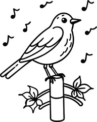 Brid line art in white background