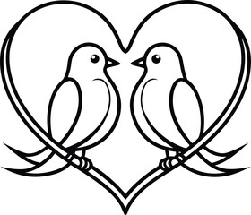 Brid line art in white background