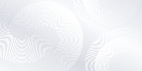 Modern white background with white circle lines. Digital future technology simple abstract modern
