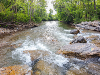 Landscape view of Sauquoit Creek, is a significant waterway located in Upstate New York flows thru...