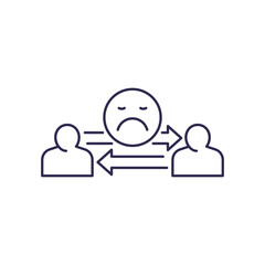 negative social interaction line icon on white