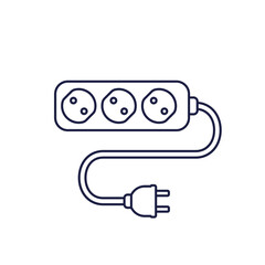 power strip icon, power outlet with electric plug, line design