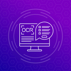 OCR software line icon, vector