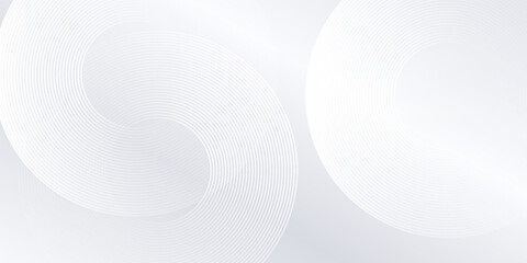 Modern white background with white circle lines. Digital future technology simple abstract