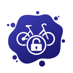 Unlock bike icon, bicycle and a lock