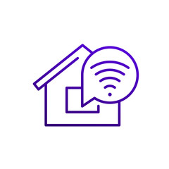 wi-fi in a house line icon, vector