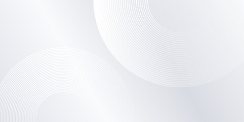 Modern white background with white circle lines. Digital future technology simple