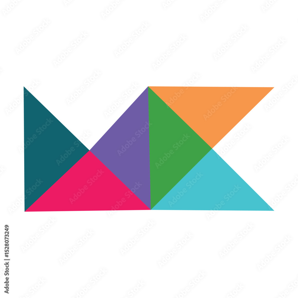 Poster letter mk mosaic pattern triangle structure overlapping modern colorful monogram vector design