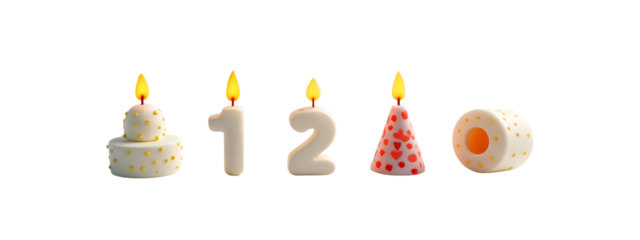 A group of three white candles sitting next to each other.