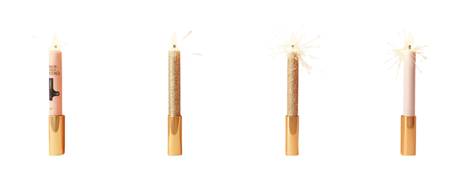 A set of four different colored candles