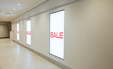 the adverting board light box for sale in the window and wall in shopping mall