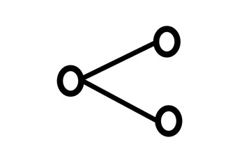 a circle or dot symbol connected by a line, usually symbolizes sharing
