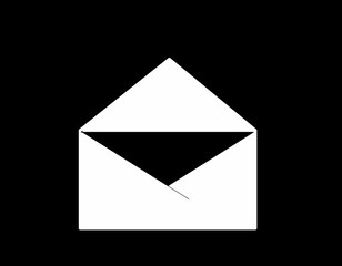 envelope icon or symbol with black background