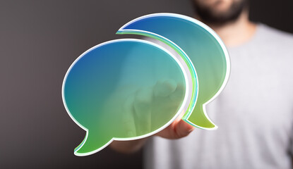 Abstract image of speech bubbles representing communication, conversation, and dialogue.