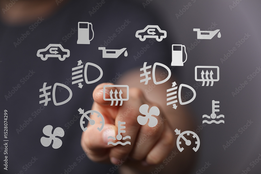 Poster learn to identify common car warning lights and understand their meanings for safer driving.