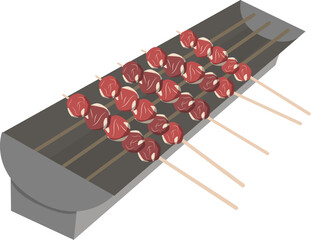 Chopped Meat and Satay Vector Illustration