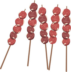 Chopped Meat and Satay Vector Illustration