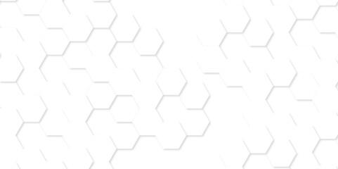 Hexagon background technology texture. Abstract hexagonal mesh cell Surface polygon pattern with glowing hexagon paper texture and futuristic business. Abstract honeycomb mosaic white background.