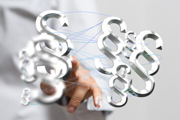 Abstract image of interconnected paragraph symbols representing legal concepts, regulations, and...