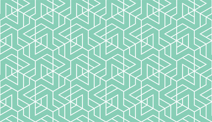Abstract geometric pattern. A seamless vector background. White and green ornament. Graphic modern pattern. Simple lattice graphic design