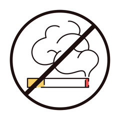 No smoking icon vector isolated. Warning symbol in line style. Prohibition sign. Stop smoking, cigarette banned.