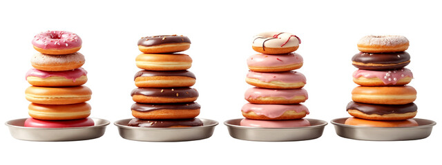 A stack of donuts sitting on top of each other.