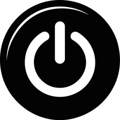 Illustration of a black power button icon on a light gray background art