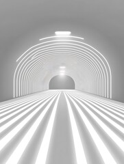 Naklejka premium Futuristic Glowing Tunnel with Perspective Lines and Arched Lighting