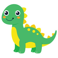 Obraz premium Adorable Green Dinosaur Illustration