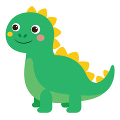 Obraz premium Adorable Green Dinosaur Illustration