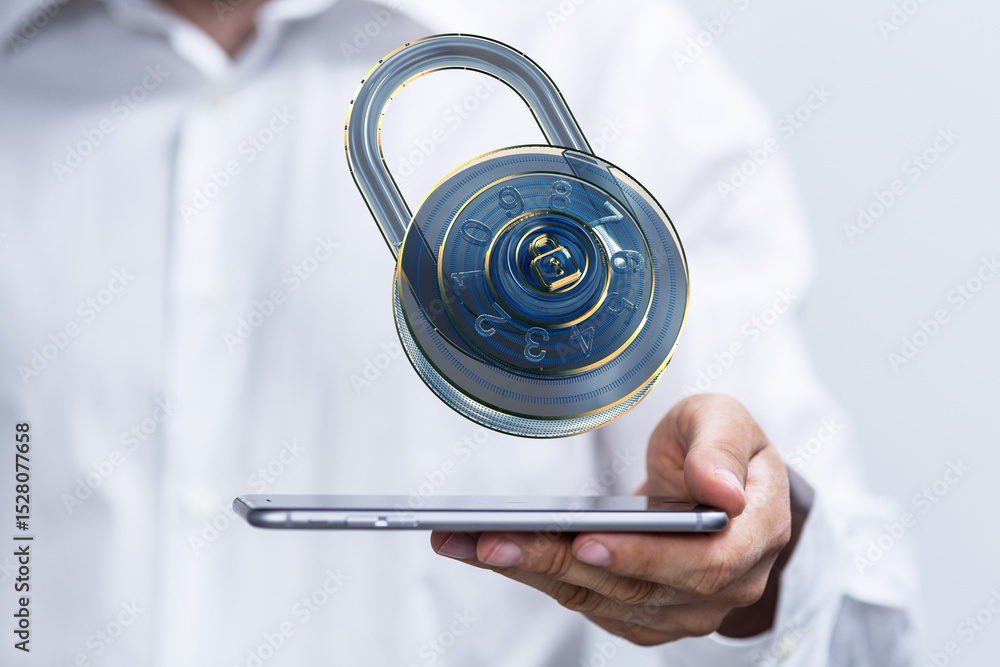 Aufkleber Protecting your data is crucial.  This image depicts mobile security and encryption.