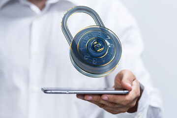 Protecting your data is crucial.  This image depicts mobile security and encryption.