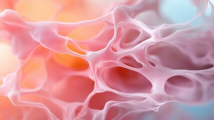 Obraz premium A mesmerizing abstract image featuring delicate pink and white cells intertwined in a beautiful, gentle pattern that evokes feelings of softness and tranquility.