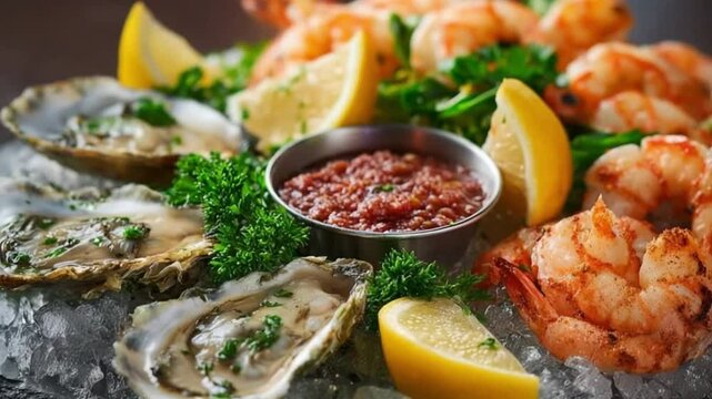 Gen- Turbo Luxurious seafood platter with fresh r