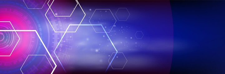 Hexagon shape element with solf light blue background
