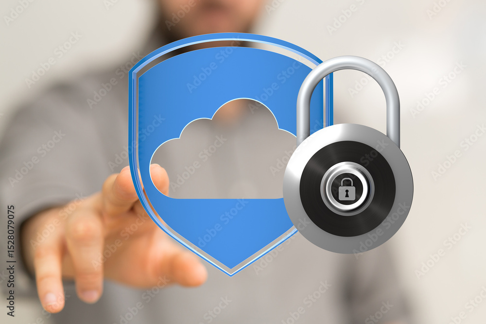 Aufkleber High-level cloud security.  Protecting sensitive data with advanced encryption and access controls.
