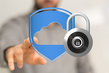 High-level cloud security.  Protecting sensitive data with advanced encryption and access controls.