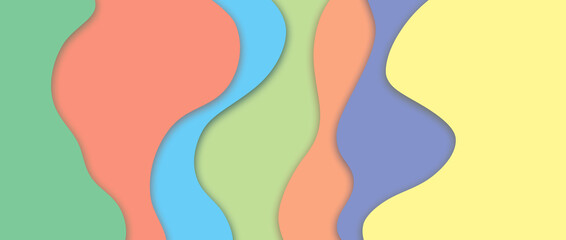 Abstract illustration featuring a series of vibrant, fluid, wavy shapes in various colors. Perfect for creative projects and design inspirations seeking a modern aesthetic.