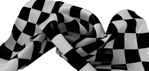 Black and white checkered flag, dynamic, racing, competition, victory, finish line, speed, texture,...