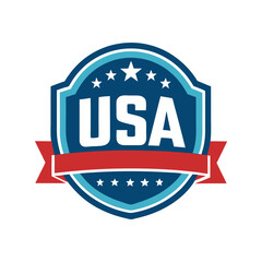 USA patriotic badge vector illustration, American emblem design, 4th of July military insignia, freedom symbol