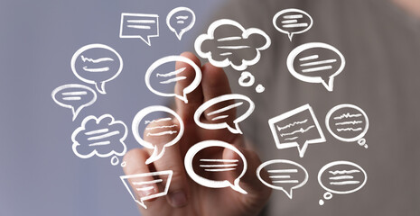 Abstract image depicting communication, social media, and online interaction.