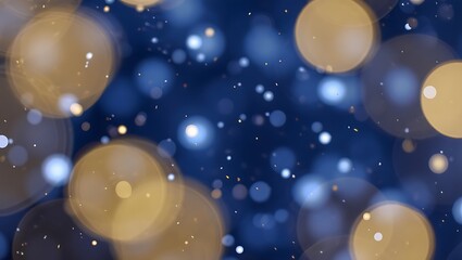 Fototapeta premium Abstract Blue and Gold Bokeh Lights, Festive Sparkle, Glimmering Background