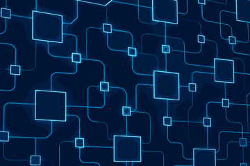 Futuristic Glowing Circuit Connection Digital Data Network Background Illustration