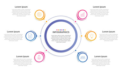Design infographic 6 options, Business concept infographic template can be used for workflow layout, diagram, number options, timeline or milestones project.