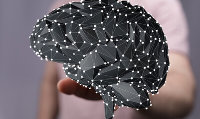 Abstract image of a brain's neural network.  Ideal for AI, technology, and neuroscience concepts.